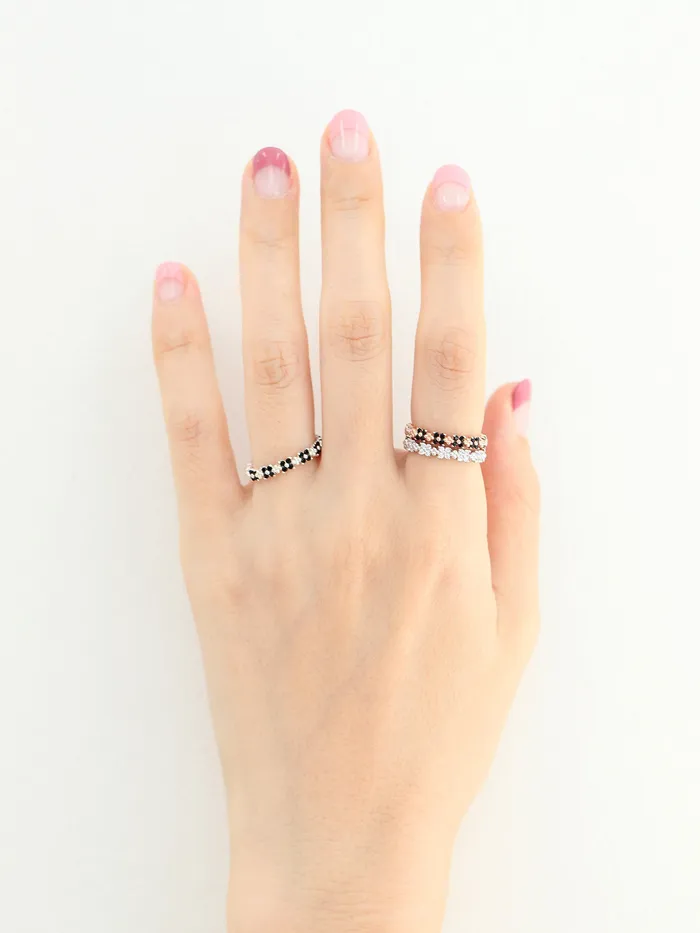 Rings MinimalBijoux 925 Silver Both Side Flower Cubic Ring