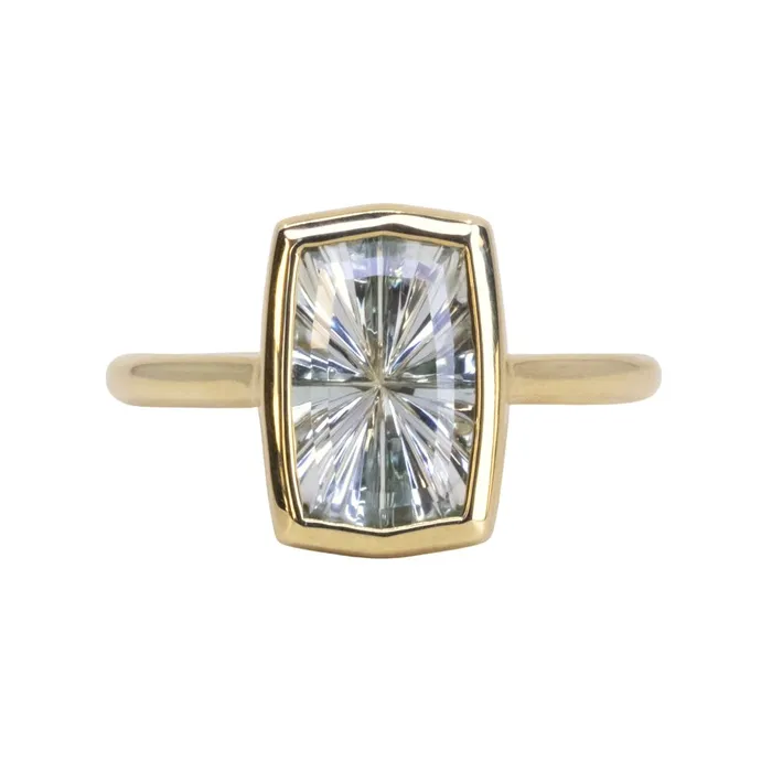 Rob Coggins Rings 259ct Fantasy Cut Untreated Montana Sapphire Contemporary Bezel Set Ring in 18k Yellow
