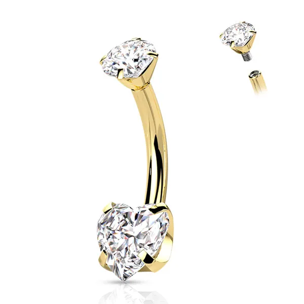 Tulsa Body Jewelry Rings Heart CZ Titanium Belly Ring