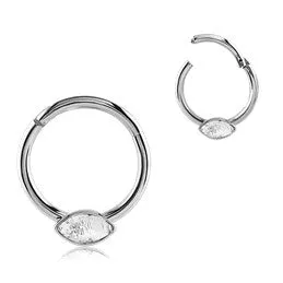 Tulsa Body Jewelry Rings Marquise CZ Stainless Hinged Ring