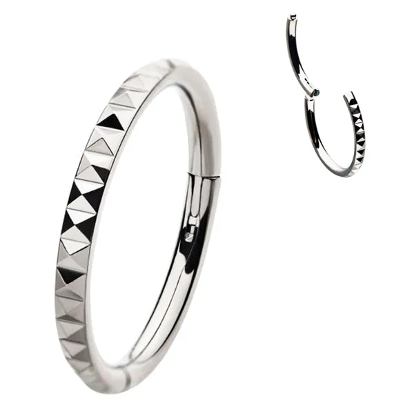 Tulsa Body Jewelry Rings Side Pyramid Titanium Hinged Ring Tulsa Body Jewelry Rings Side Pyramid Titanium Hinged Ring